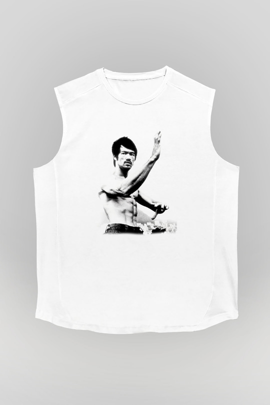 Bruce Lee Beyaz Unisex Kolsuz Tişört