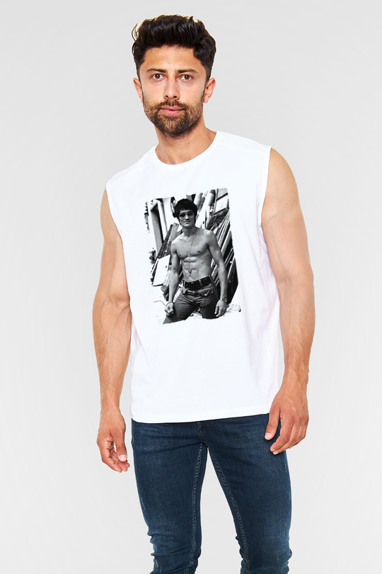 Bruce Lee Beyaz Unisex Kolsuz Tişört