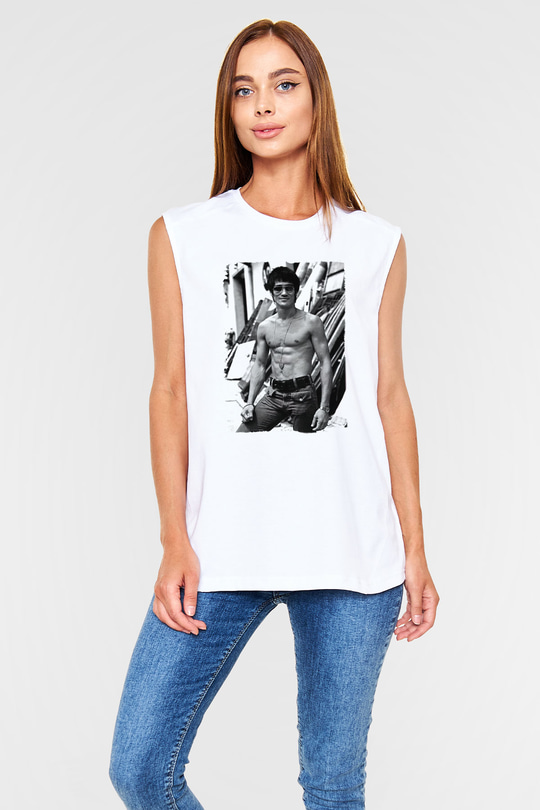 Bruce Lee Beyaz Unisex Kolsuz Tişört