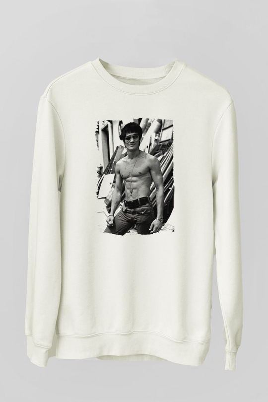 Bruce Lee Beyaz Unisex Sweatshirt