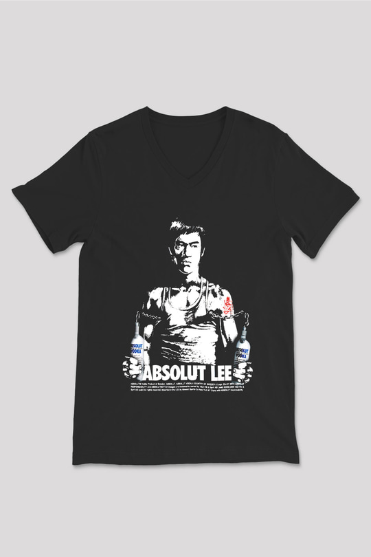 Bruce Lee Siyah Unisex V Yaka Tişört T-Shirt