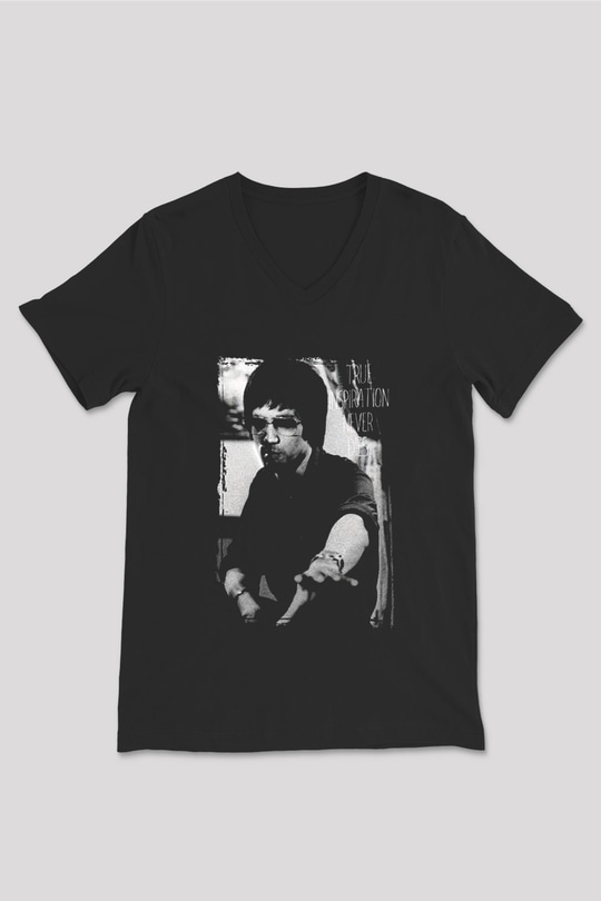 Bruce Lee Siyah Unisex V Yaka Tişört T-Shirt