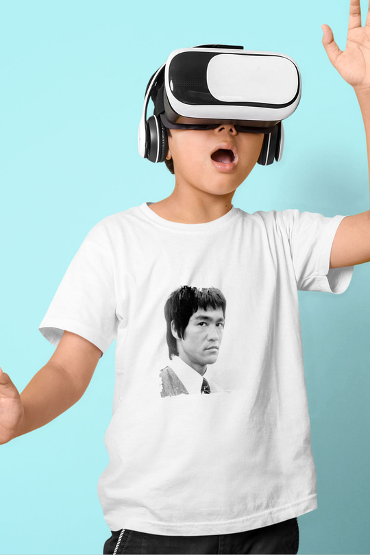 Bruce Lee Unisex Baskılı Beyaz Çocuk Tişört