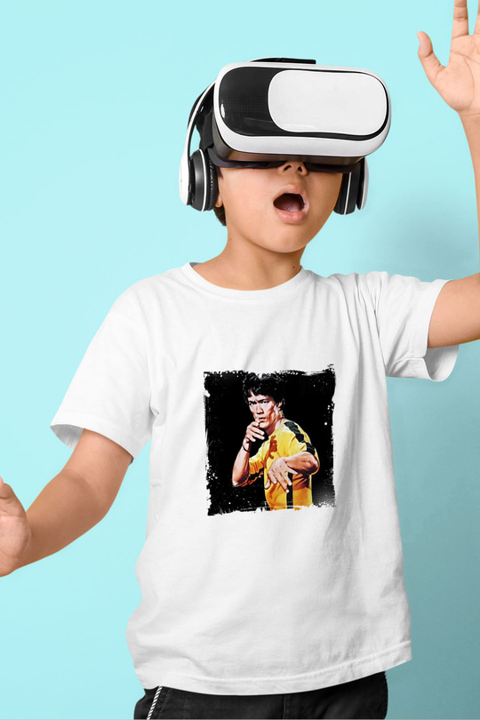 Bruce Lee Unisex Baskılı Beyaz Çocuk Tişört