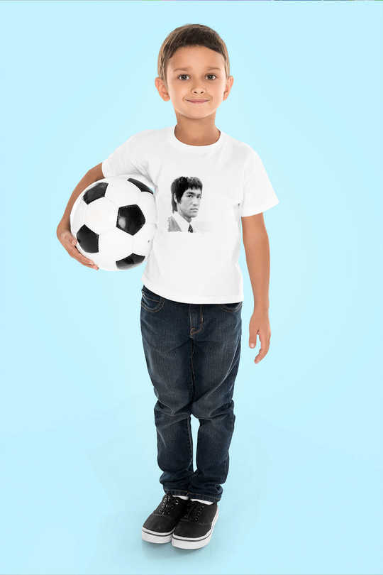 Bruce Lee Unisex Baskılı Beyaz Çocuk Tişört