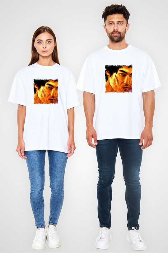 Bruce Lee Oversize Baskılı Beyaz Tişört