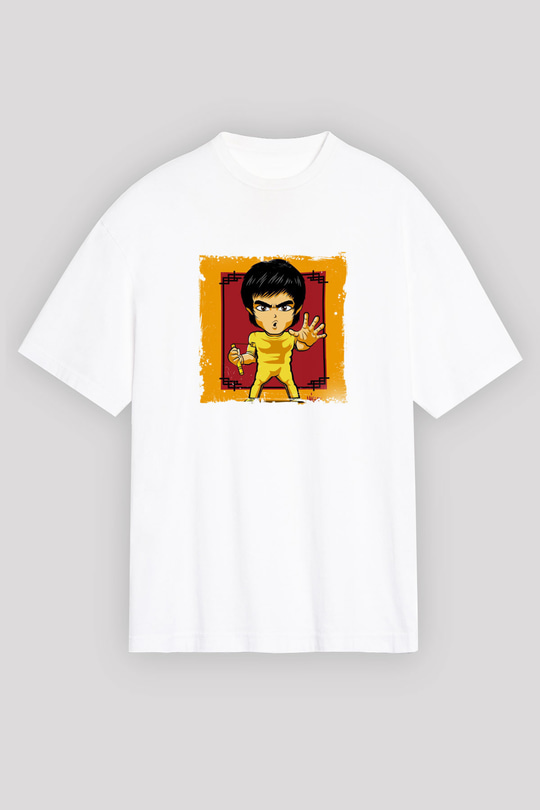 Bruce Lee Oversize Baskılı Beyaz Tişört