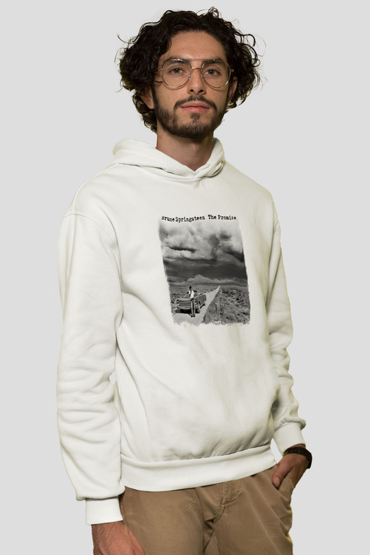 Bruce Springsteen Baskılı Unisex Beyaz Hoodie