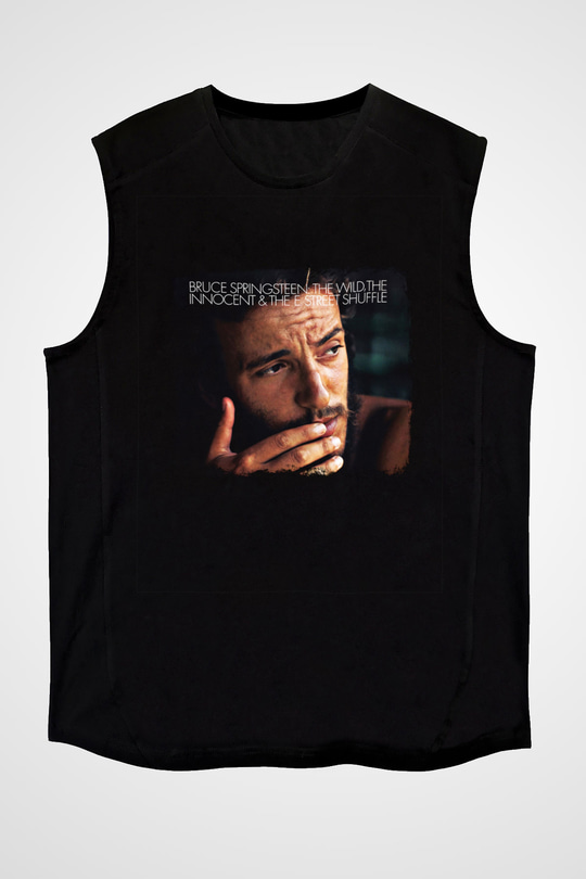 Bruce Springsteen Baskılı Unisex Siyah Kolsuz Tişört