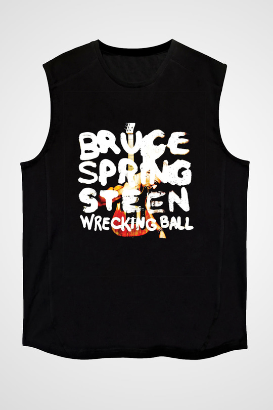 Bruce Springsteen Baskılı Unisex Siyah Kolsuz Tişört