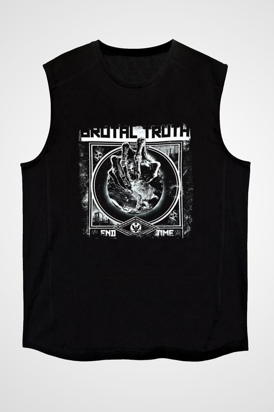 Brutal Truth Baskılı Unisex Siyah Kolsuz Tişört