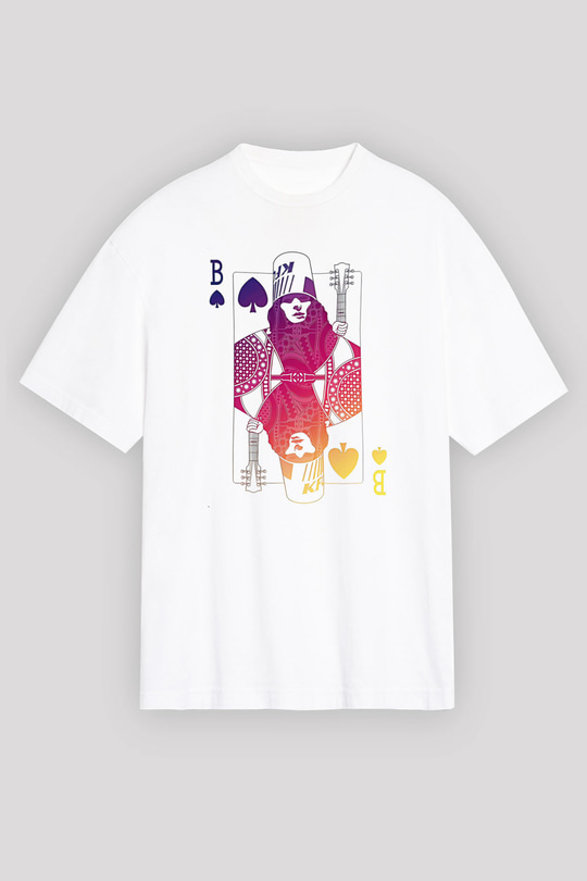 Buckethead Baskılı Beyaz Unisex Oversize Tişört - Tshirt