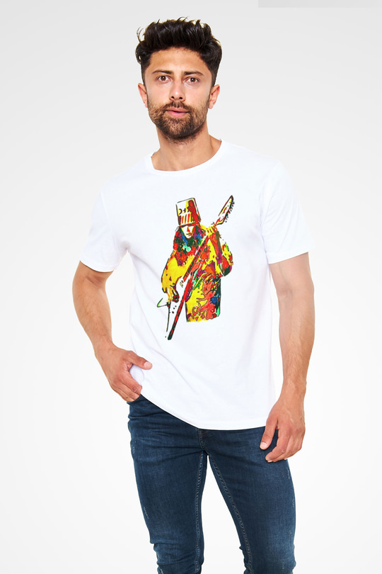Buckethead Baskılı Unisex Beyaz Tişört - Tshirt