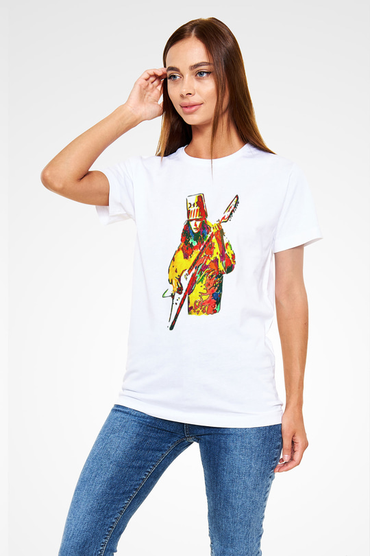 Buckethead Baskılı Unisex Beyaz Tişört - Tshirt