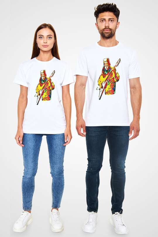Buckethead Baskılı Unisex Beyaz Tişört - Tshirt