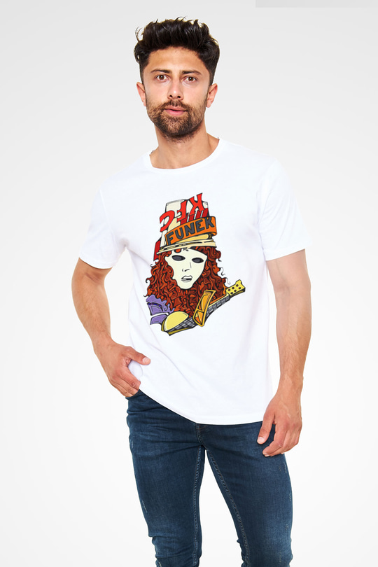 Buckethead Baskılı Unisex Beyaz Tişört - Tshirt