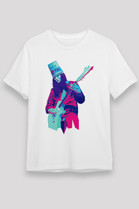 Buckethead Baskılı Unisex Beyaz Tişört - Tshirt