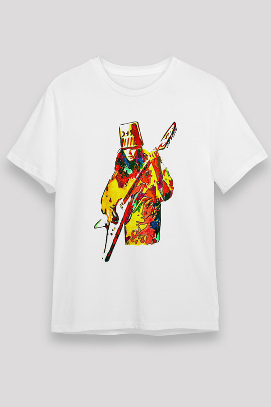 Buckethead Baskılı Unisex Beyaz Tişört - Tshirt