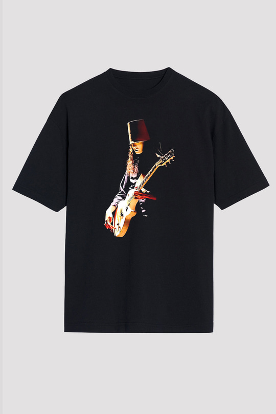 Buckethead Baskılı Unisex Siyah Oversize Tişört - Tshirt