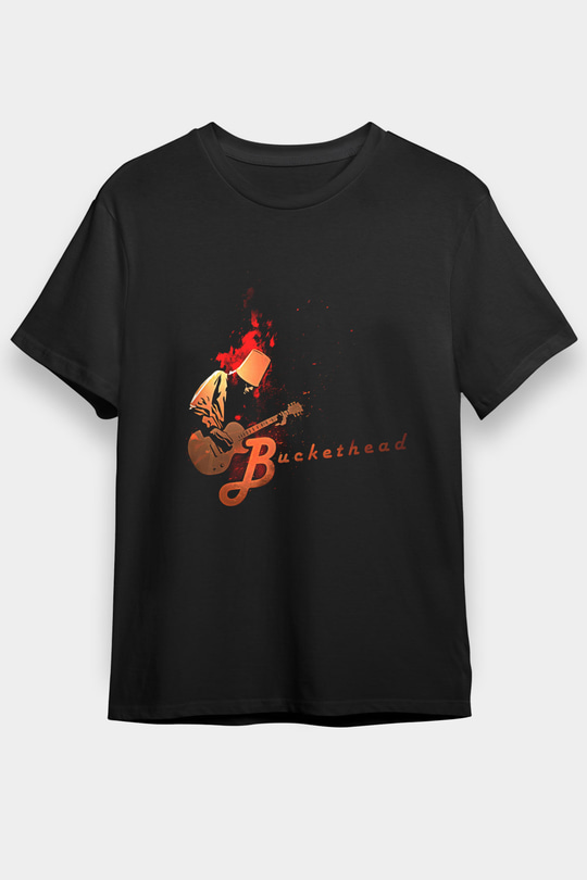 Buckethead Baskılı Unisex Siyah Tişört - Tshirt