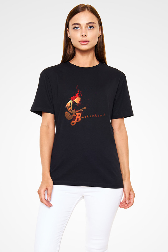 Buckethead Baskılı Unisex Siyah Tişört - Tshirt