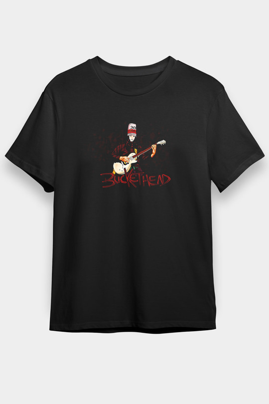 Buckethead Baskılı Unisex Siyah Tişört - Tshirt