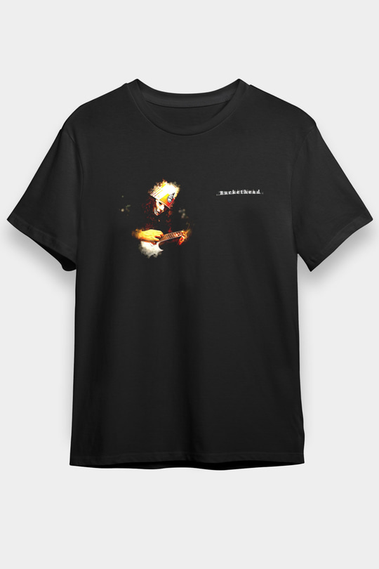 Buckethead Baskılı Unisex Siyah Tişört - Tshirt