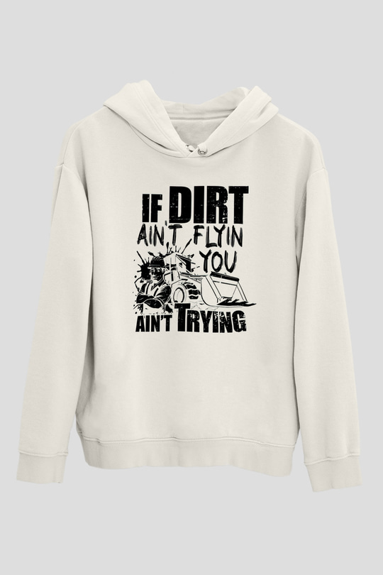 Buldozer operatörü Beyaz Unisex Kapüşonlu Sweatshirt