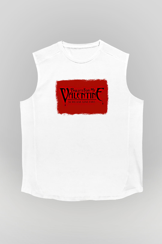 Bullet for My Valentine Baskılı Unisex Beyaz Kolsuz Tişört
