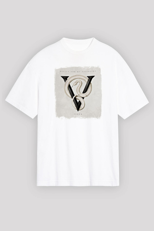 Bullet for My Valentine Baskılı Unisex Beyaz Oversize Tişört