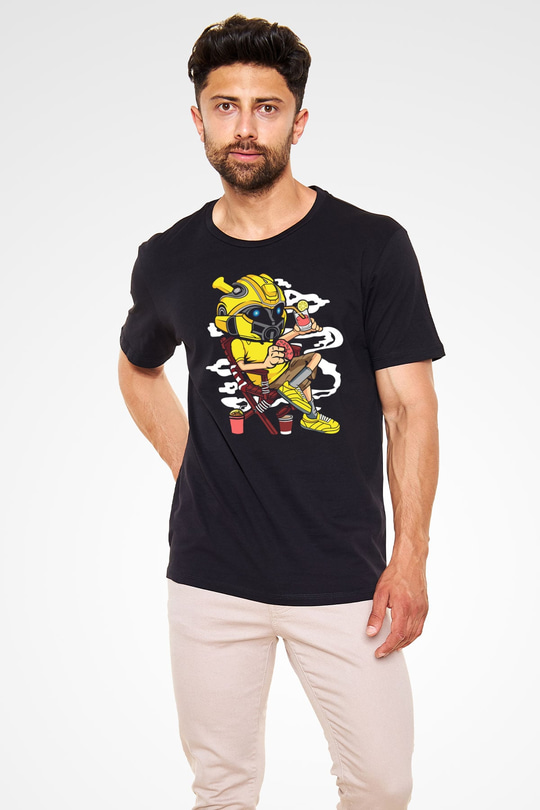 Bumble Bee Holiday Baskılı Unisex Siyah Tişört