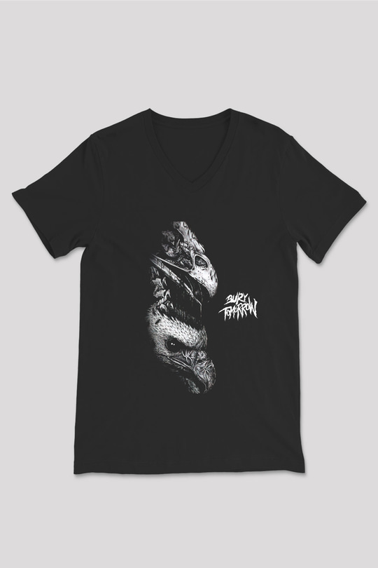 Bury Tomorrow Baskılı Unisex Siyah V Yaka Tişört - Tshirt