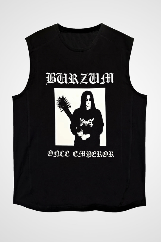 Burzum Baskılı Unisex Siyah Kolsuz Tişört