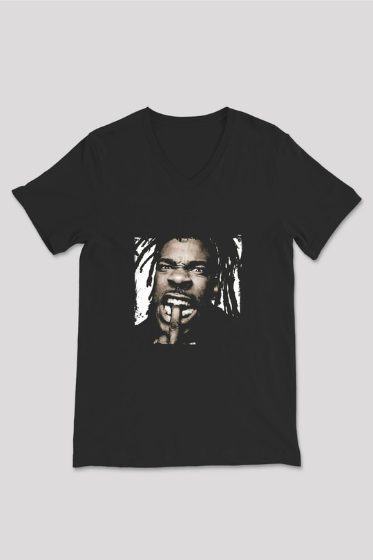 Busta Rhymes Baskılı Unisex Siyah V Yaka Tişört