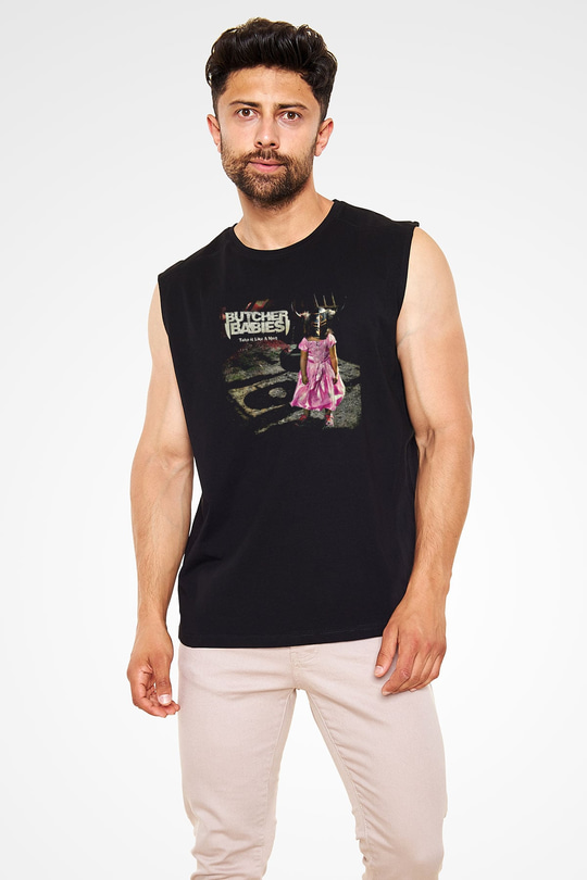 Butcher Babies Baskılı Unisex Siyah Kolsuz Tişört
