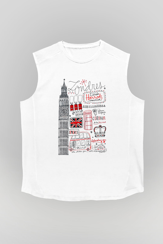 Büyük Britanya Beyaz Unisex Kolsuz Tişört