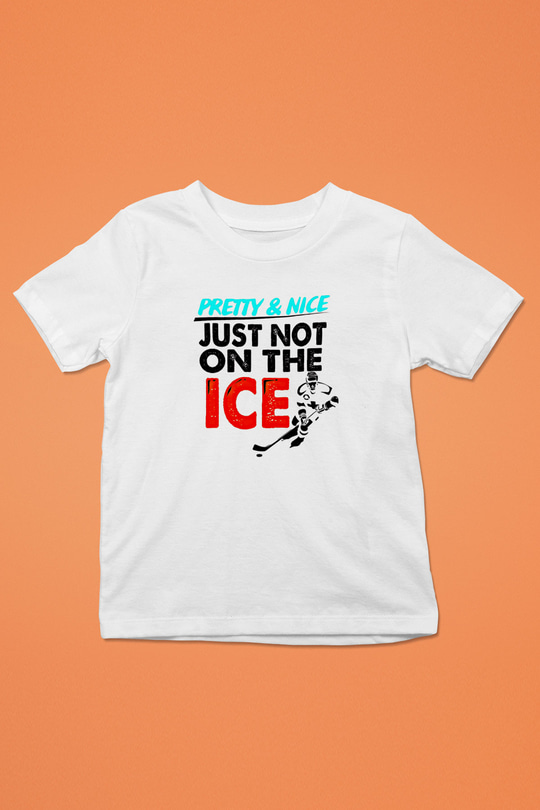 Buz Hokeyi Baskılı Unisex Beyaz Çocuk Tişört - Tshirt
