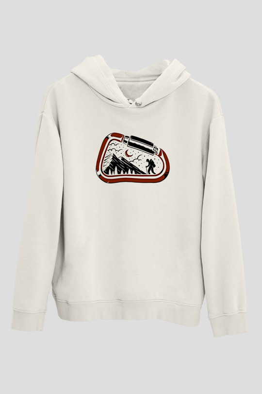 Buz Hokeyi Baskılı Unisex Ekru Hoodie