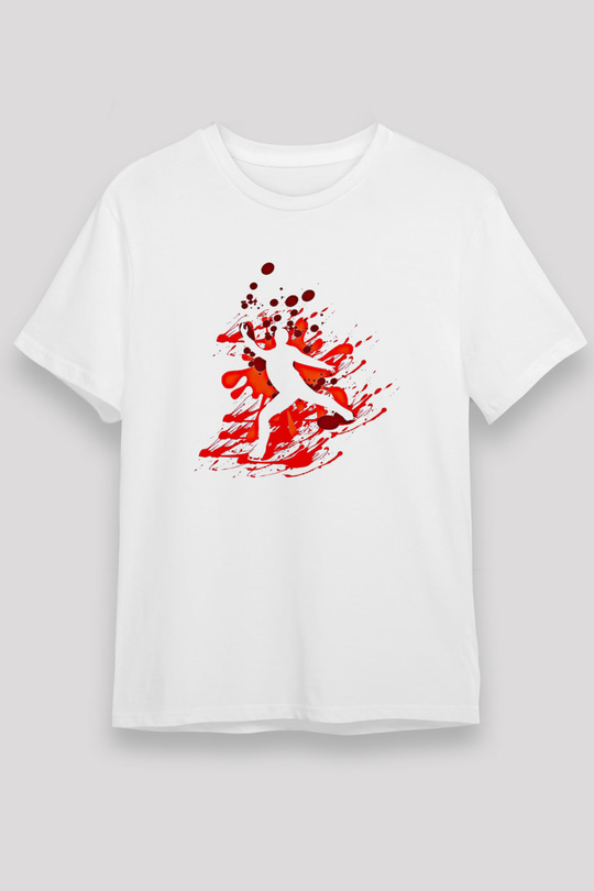 Buz Pateni Baskılı Unisex Beyaz Tişört - Tshirt