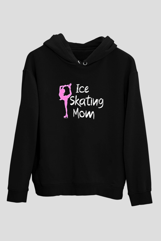 Buz Pateni - Ice skating Baskılı Unisex Siyah Hoodie