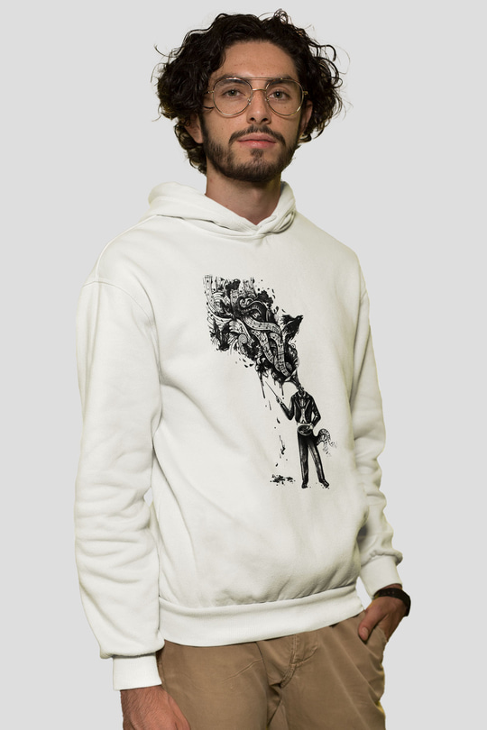 Cacophony Beyaz Unisex Kapüşonlu Sweatshirt