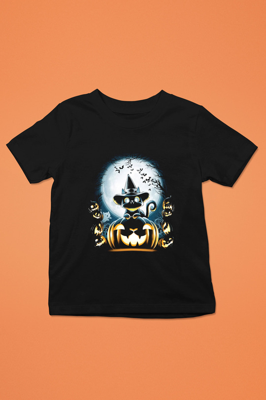 Cadılar Bayramı-Halloween Siyah Unisex Çocuk Tişört
