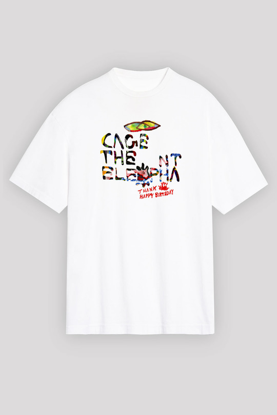 Cage the Elephant Baskılı Unisex Beyaz Oversize Tişört