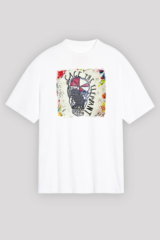 Cage the Elephant Baskılı Unisex Beyaz Oversize Tişört