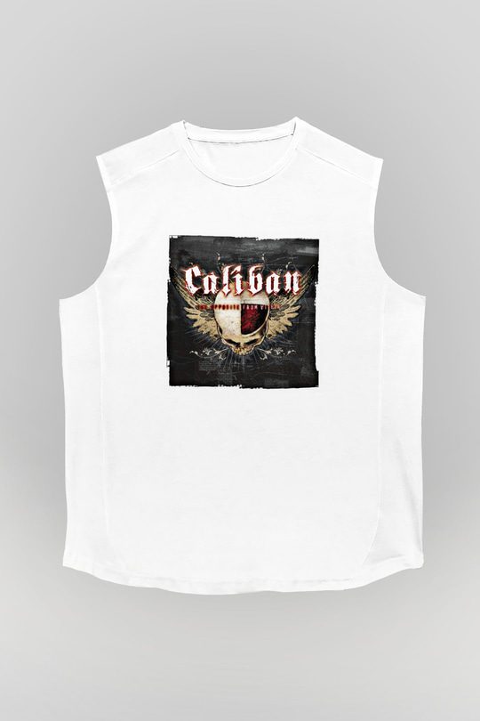 Caliban Baskılı Unisex Beyaz Kolsuz Tişört