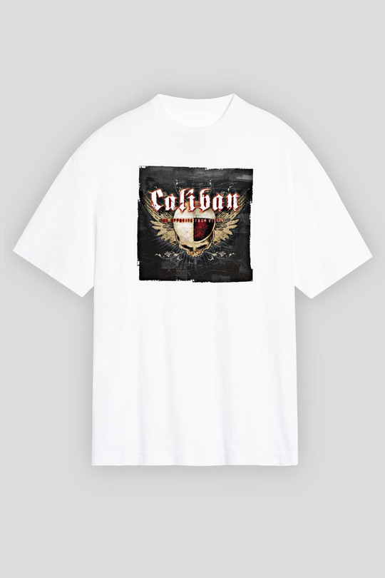 Caliban Baskılı Unisex Beyaz Oversize Tişört