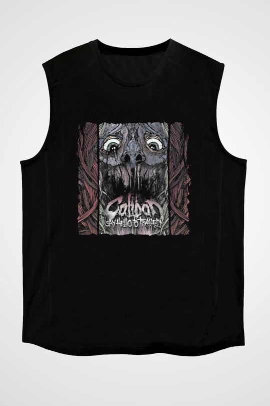 Caliban Baskılı Unisex Siyah Kolsuz Tişört