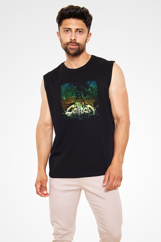 Caliban Baskılı Unisex Siyah Kolsuz Tişört