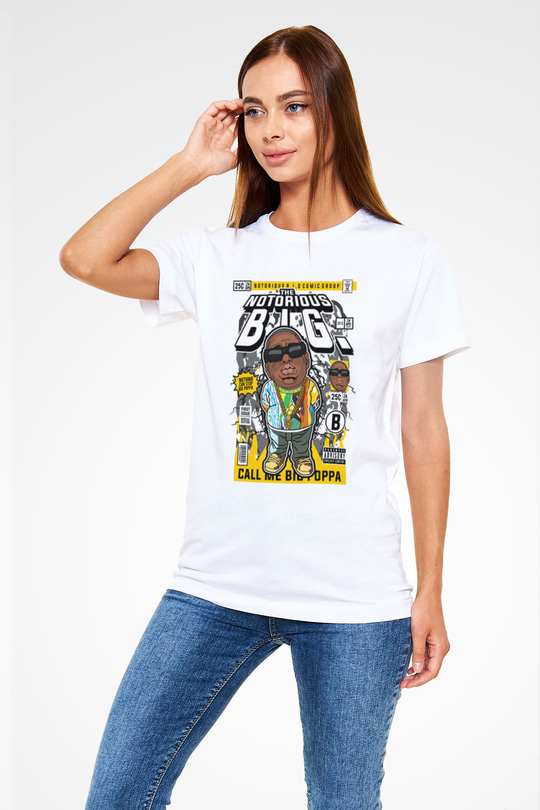 Call Me B.I.G Baskılı Unisex Beyaz Tişört