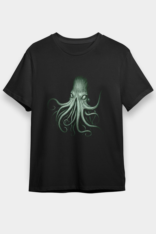 Call Of Ctulhu Baskılı Unisex Siyah Tişört - Tshirt